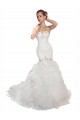Blanco Sirena Cuello de Corazón Cola capilla Tul Vestidos de novia