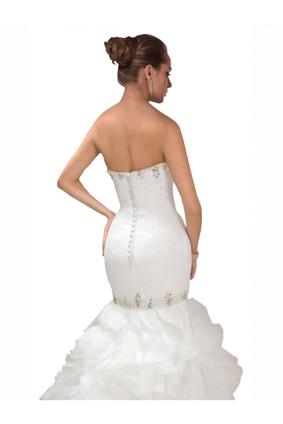 Blanco Sirena Cuello de Corazón Cola capilla Tul Vestidos de novia