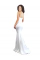 Blanco Sirena Cuello de Corazón Sin tirantes Cuello Alto Crepé Elástico Largo Formales Vestidos de dama de honor / Vestidos de fiesta