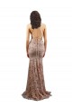 Oro rosa Sirena Cuello en V Cuello Alto Crepé Elástico Lentejuela Tul Largo Formales Vestidos de dama de honor / Vestidos de fiesta