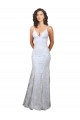 Blanco Sirena Cuello en V Cuello Alto Crepé Elástico Lentejuela Tul Largo Formales Vestidos de dama de honor / Vestidos de fiesta