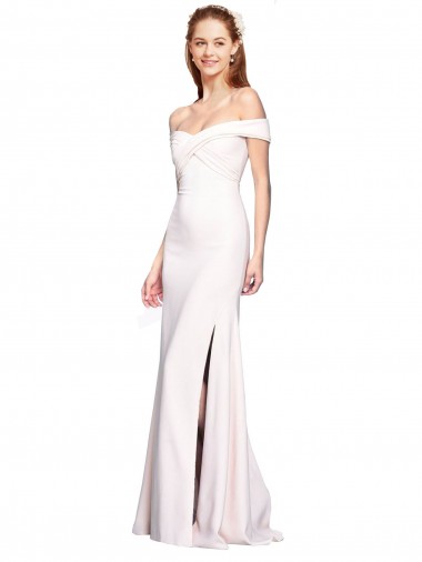 Blanco Sirena Hombros Descubiertos Crepé Elástico Largo Formales Vestidos de dama de honor / Vestidos de fiesta