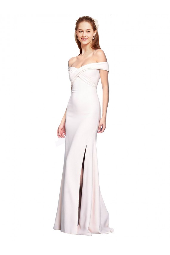Blanco Sirena Hombros Descubiertos Crepé Elástico Largo Formales Vestidos de dama de honor / Vestidos de fiesta