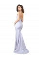 Blanco Sirena Tirantes espagueti Cuello Alto Crepé Elástico Sencillo Playa Vestidos de novia