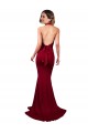 Borgoña Sirena Halter Cuello en V Spandex Largo Formales Vestidos de dama de honor / Vestidos de fiesta