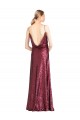 Borgoña línea A Halter Cuello Alto Lentejuela Largo Formales Vestidos de dama de honor / Vestidos de fiesta