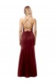 Borgoña oscuro Sirena Halter Cuello Alto Crepé Elástico Largo Formales Vestidos de dama de honor / Vestidos de fiesta