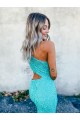 Color mostrado Sirena Un Hombre Barrer tren Lentejuelas Terciopelo Largo Vestidos de fiesta