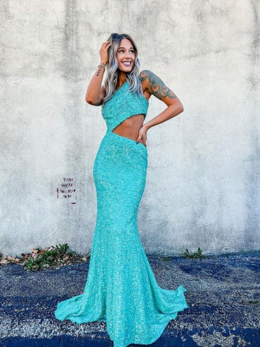 Color mostrado Sirena Un Hombre Barrer tren Lentejuelas Terciopelo Largo Vestidos de fiesta