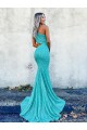 Color mostrado Sirena Un Hombre Barrer tren Lentejuelas Terciopelo Largo Vestidos de fiesta