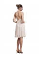 Crema Rosa línea A Halter Cuello en V Gasa Corto Vestidos de dama de honor / Vestidos de cóctel / Vestidos para homecoming