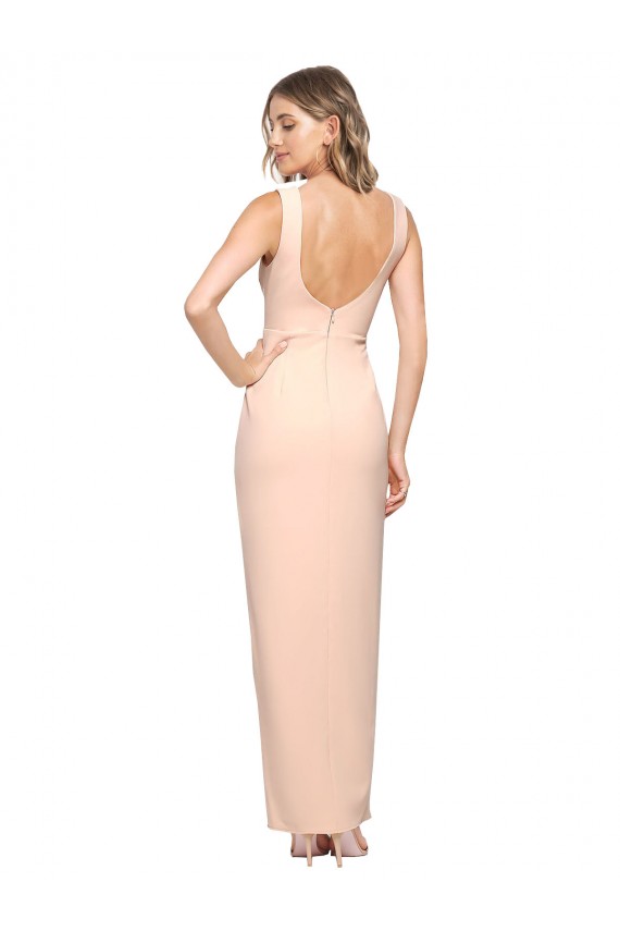 Cubierta Cuadrado Crepé Elástico Largo Formales Vestidos de dama de honor / Vestidos de fiesta