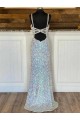 Cubierta Cuello en V Barrer tren Lentejuelas Terciopelo Largo Vestidos de fiesta