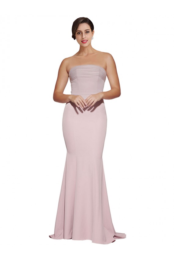 Cubierta Sin tirantes Barrer tren Crepé Elástico Largo Formales Vestidos de dama de honor / Vestidos de fiesta