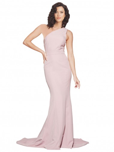 Cubierta Un Hombre Barrer tren Crepé Elástico Largo Vestidos de dama de honor / Vestidos de fiesta