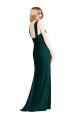 Evergreen Trompeta Halter Gasa Largo Vestidos de dama de honor