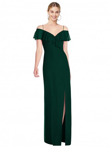 Evergreen Trompeta Tirantes espagueti Gasa Largo Vestidos de dama de honor