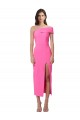 Fucsia Cubierta Un Hombre Midi Crepé Elástico Largo Formales Vestidos de dama de honor / Vestidos de fiesta / Vestidos de cóctel