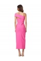 Fucsia Cubierta Un Hombre Midi Crepé Elástico Largo Formales Vestidos de dama de honor / Vestidos de fiesta / Vestidos de cóctel