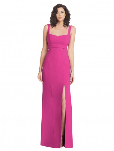 Fucsia Trompeta Cuadrado Crepé Elástico Largo Vestidos de dama de honor / Vestidos de fiesta
