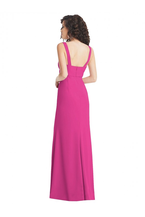 Fucsia Trompeta Cuadrado Crepé Elástico Largo Vestidos de dama de honor / Vestidos de fiesta