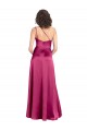 Fucsia línea A Un Hombre Satén elástico Largo Formales Vestidos de dama de honor / Vestidos de fiesta