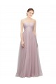 Light Lilac línea A Cuello de Corazón Tul Encaje Largo Vestidos de dama de honor