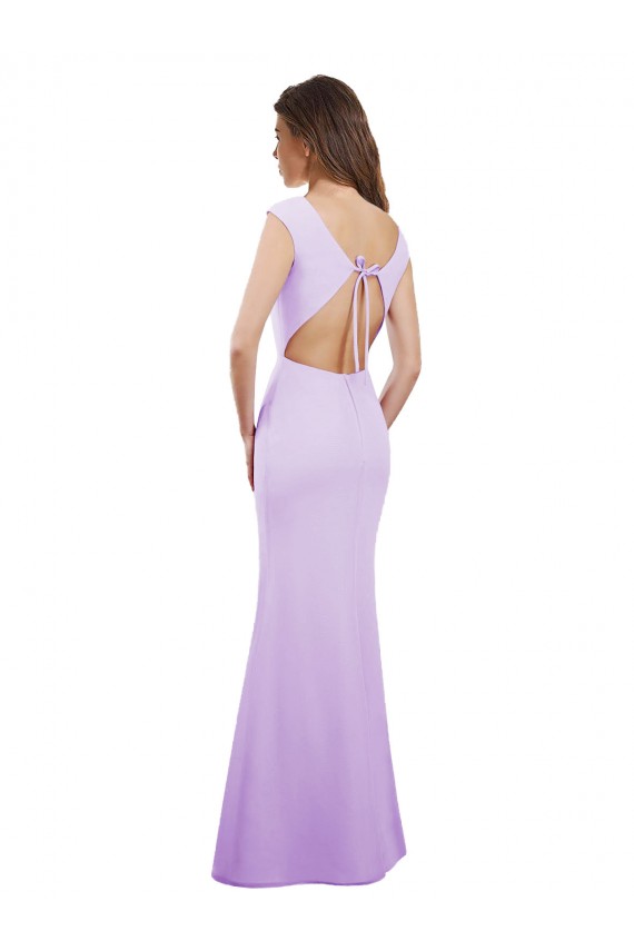 Lila Columna Cuello redondo Gasa Largo Vestidos de dama de honor