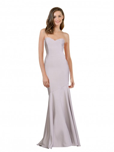 Lila ártica Sirena Sin tirantes Crepé Elástico Largo Vestidos de dama de honor / Vestidos de fiesta