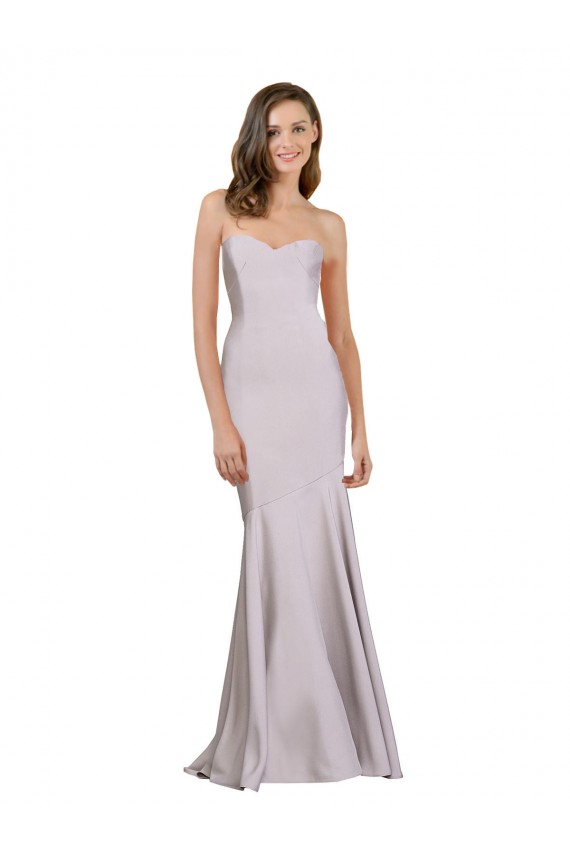 Lila ártica Sirena Sin tirantes Crepé Elástico Largo Vestidos de dama de honor / Vestidos de fiesta
