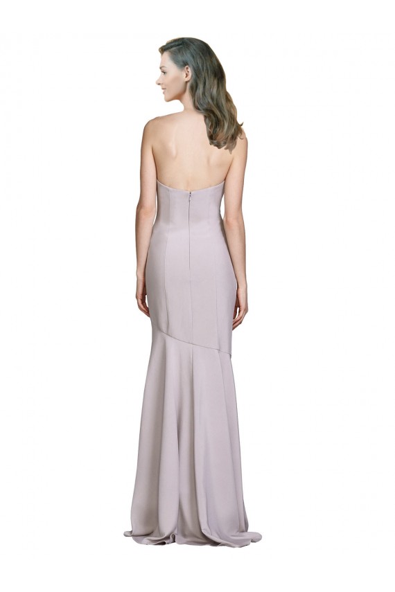 Lila ártica Sirena Sin tirantes Crepé Elástico Largo Vestidos de dama de honor / Vestidos de fiesta