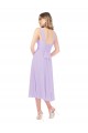 Lila línea A Cuello de Corazón Midi Gasa Corto Asimétrico Vestidos de dama de honor / Vestidos de cóctel / Vestidos para homecoming