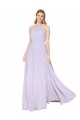 Lila línea A Halter Cuello Alto Gasa Largo Formales Vestidos de dama de honor / Vestidos de fiesta