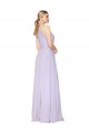 Lila línea A Halter Cuello Alto Gasa Largo Formales Vestidos de dama de honor / Vestidos de fiesta