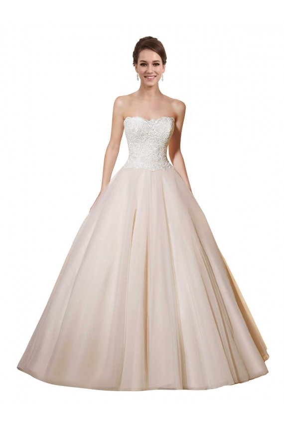 Marfil & Champán Cuello de Corazón Cola capilla Tul Encaje Vestidos de novia