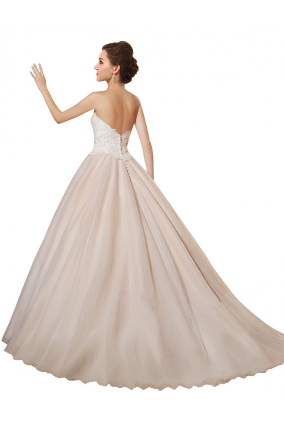 Marfil & Champán Cuello de Corazón Cola capilla Tul Encaje Vestidos de novia