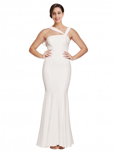 Marfil Cubierta Cuadrado Crepé Elástico Largo Formales Vestidos de dama de honor / Vestidos de fiesta