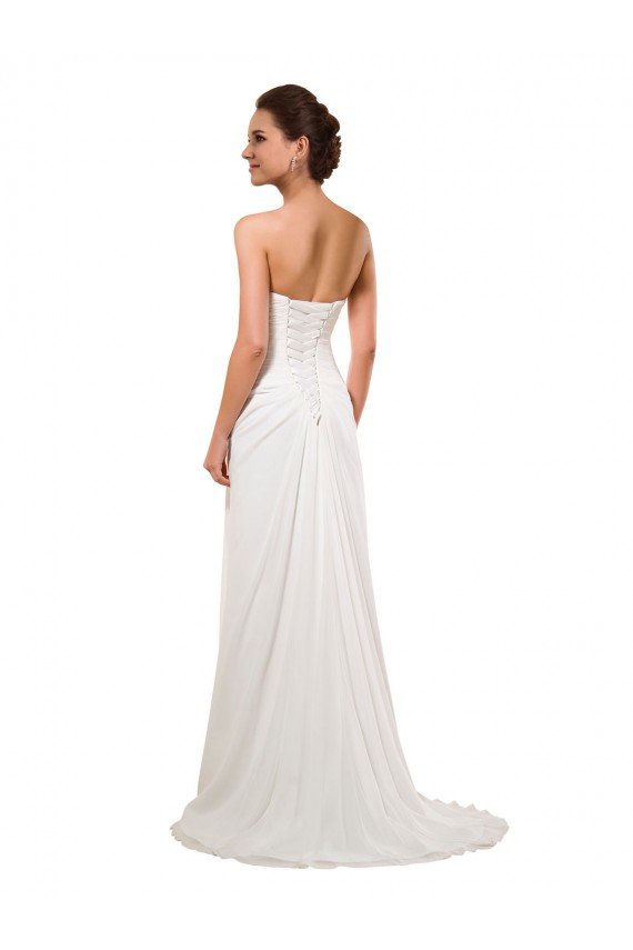 Marfil Cubierta Cuello de Corazón Cola capilla Gasa Vestidos de novia