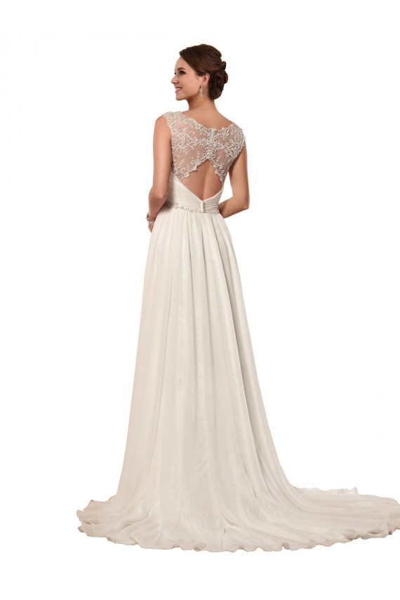 Marfil Cubierta Cuello de Corazón Cola capilla Gasa Vestidos de novia