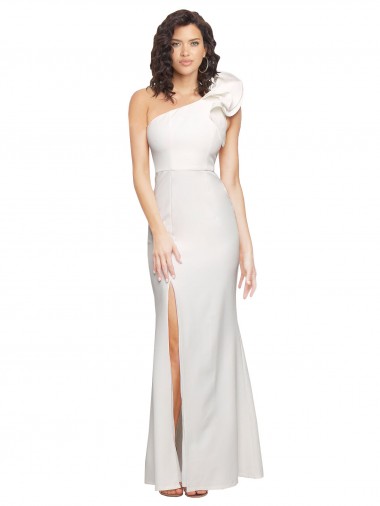 Marfil Cubierta Un Hombre Crepé Elástico Largo Formales Vestidos de dama de honor / Vestidos de fiesta