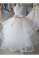 Marfil Cuello Alto Tul Encaje Largo vestidos de niña de las flores