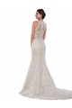 Marfil Sirena Cuello Alto Cola capilla Encaje Vestidos de novia