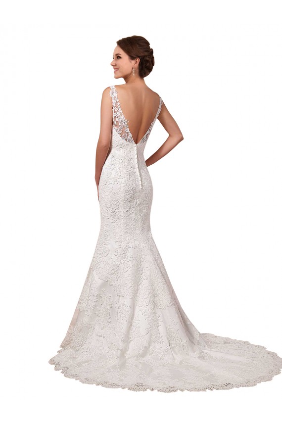 Marfil Sirena Cuello de Corazón Cola capilla Encaje Vestidos de novia
