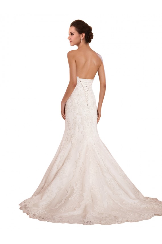 Marfil Sirena Cuello de Corazón Cola capilla Encaje Vestidos de novia