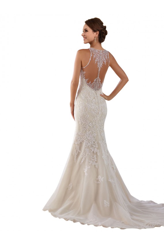Marfil Sirena Cuello de Corazón Cola capilla Encaje Vestidos de novia