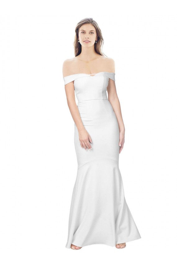 Marfil Sirena Hombros Descubiertos Crepé Elástico Largo Formales Vestidos de dama de honor / Vestidos de fiesta