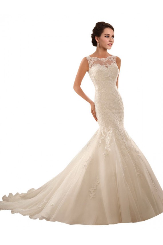 Marfil Sirena Ilusión Cola capilla Tul Encaje Vestidos de novia