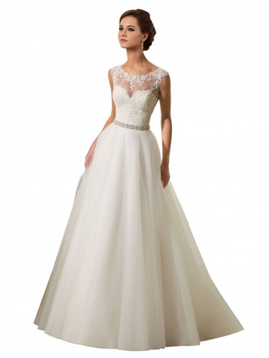 Marfil Ilusión Cola capilla Tul Encaje Vestidos de novia