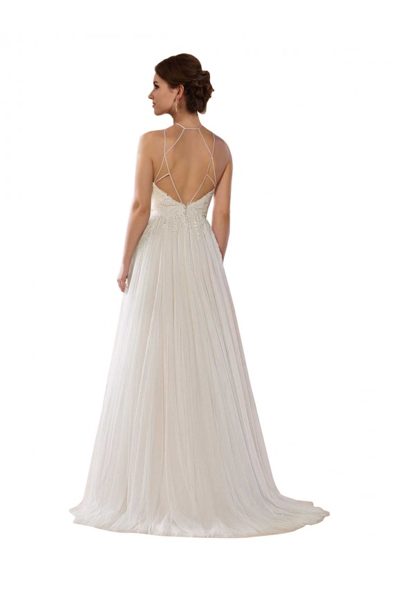 Marfil línea A Ilusión Barrer tren Tul Vestidos de novia