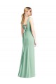 Menta Verde Trompeta Cuello en V Gasa Largo Vestidos de dama de honor